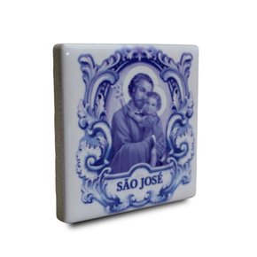 Imã Azulejo de São José - 4,5 cm X 4,5 cm 