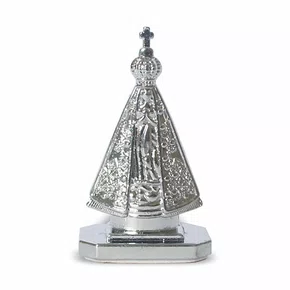 Enfeite de Nossa Senhora Aparecida Carro Metal Prata