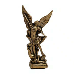 Arcanjo São Miguel Metal Dourado Auto Colante - 7 cm