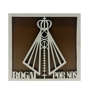 Imã MDF Quadrado Nossa Senhora Aparecida Rogai por Nós 7,5cm x 7,5 cm