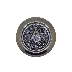 Imã Redondo Niquel de Nossa Senhora Aparecida - 4 Cm X 4 Cm