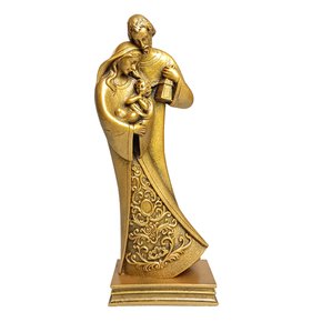 Imagem da  Sagrada Família Estilizada em Mámore com Pintura Bronze - 24 cm