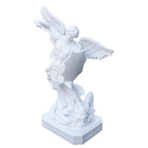 Imagem de Arcanjo São Miguel de Mármore Branco - 62 cm