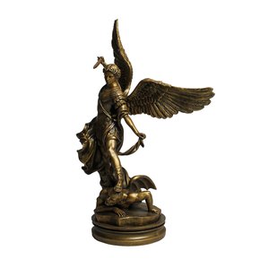 Imagem de Arcanjo São Miguel de Resina Nacional com Pintura em Bronze Velho - 39 cm