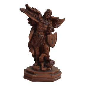 Imagem de Arcanjo São Miguel Resina Efeito Madeira - 16 cm