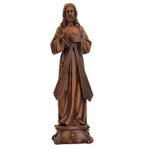 Imagem de Jesus Misericordioso de Resina Nacional Efeito Madeira - 57 cm