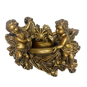 Imagem de Mármore Pia 2 Anjos com Pintura em Bronze 17 cm x 20 cm