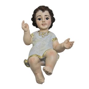Imagem de Menino Jesus com Veste Branca de Resina Nacional - 12 cm