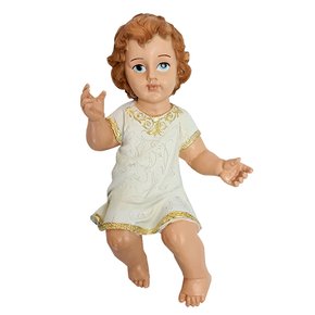 Imagem de Menino Jesus de Resina Nacional Veste Branca - 27 cm