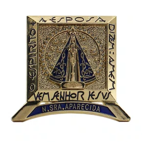 Imagem de Metal Nicho Nossa Senhora Aparecida Dourado Mesa