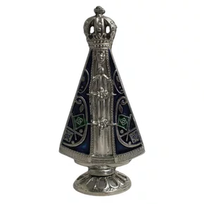 Imagem de Nossa Senhora Aparecida Dupla Azul Metal - 9 cm