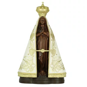 Imagem de Nossa Senhora Aparecida Manto Marfim de Resina Nacional - 38 cm