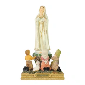 Imagem de Nossa Senhora de Fátima com Pastores de Resina Importada - 22 cm