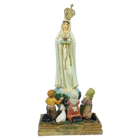 Imagem de Nossa Senhora de Fátima com Pastores de Resina Importada - 22 cm