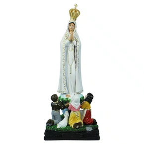 Imagem de Nossa Senhora de Fátima com Pastores Resina Nacional - 42 cm