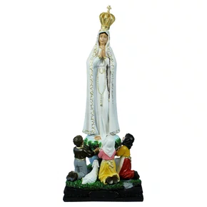 Imagem de Nossa Senhora de Fátima com Pastores Resina Nacional - 42 cm