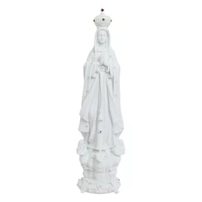 Imagem de Nossa Senhora de Fátima de Mármore Branco Strass - 42 cm