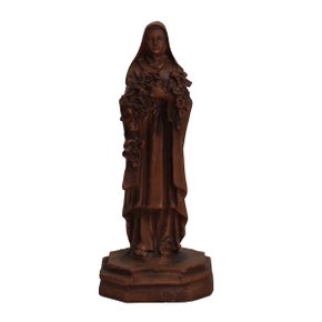 Imagem de Santa Teresinha Resina Efeito Madeira - 15 cm