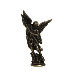 Imagem de São Miguel Arcanjo de Metal Ouro Velho - 7,5 cm