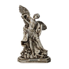 Imagem de São Miguel com Acabamento Rústico de Resina - 30 cm