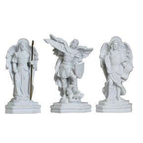 Imagem Dos Três Arcanjos Mármore Branco - 17 Cm