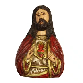Imagem de Madeira do Sagrado Coração de Jesus Parede - 29 cm