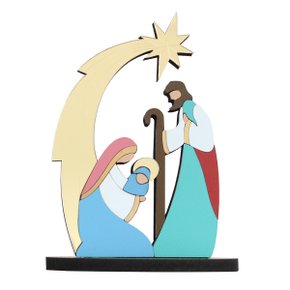 Imagem MDF de Sagrada Família Presépio Color - 14 cm