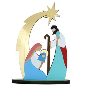 Imagem MDF de Sagrada Família Presépio Color - 30 cm