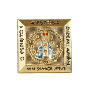 Imagem de Metal Nossa Senhora Aparecida Dourado Mesa - 4 cm x 4 cm