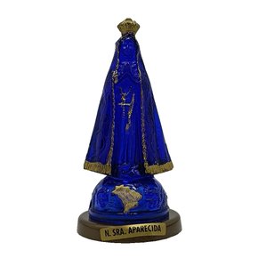 Imagem de Nossa Senhora Aparecida Azul em Acrílico com Base - 12 cm
