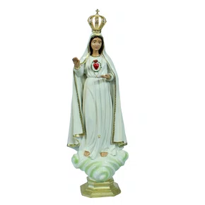 Imagem Nossa Senhora do Imaculado Coração de Fátima Resina Nacional com Coroa - 30 cm
