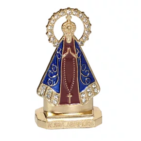 Enfeite de Nossa Senhora Aparecida Marrom em Metal de Carro Autocolante - 5,5 cm