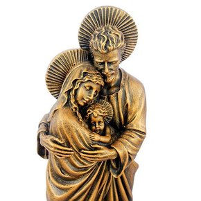 Imagem Sagrada Família em Mármore com Pintura em Bronze 28cm