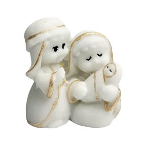 Imagem Sagrada Família Infantil em Mármore com Detalhe Dourado 6cm