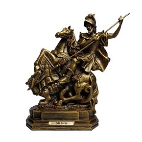 Imagem de São Jorge com Pintura em Bronze de Resina Nacional - 28 cm