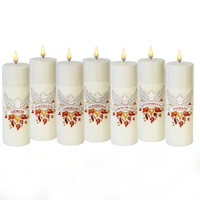 Kit 7 Dons do Espírito Santo 7 Velas Brancas Adesivo