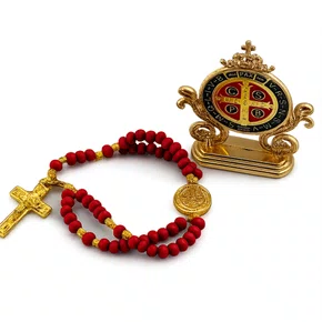 Kit Medalha de São Bento para Carro + Terço Pulso Perfumado