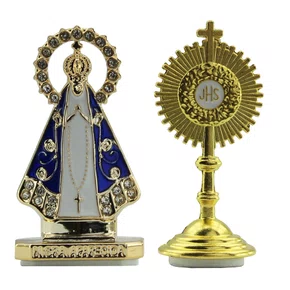 Kit Ostensório + Mini Imagem de Nossa Senhora Aparecida Plástico