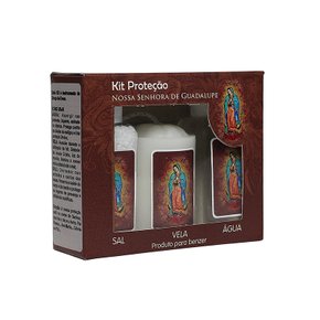 Kit Proteção Água Sal e Vela Nossa Senhora de Guadalupe