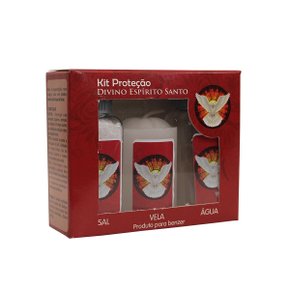 Kit Proteção Água Sal e Vela Divino Espirito Santo