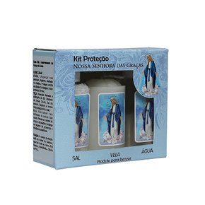 Kit Proteção Água Sal e Vela Nossa Senhora das Graças
