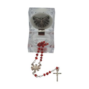 Lembrança de Crisma Terço em Missanga Vermelha - 33cm Lembrança de Crisma Terço em Missanga Vermelha - 33cm