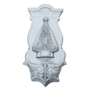 Porta Água Benta de Nossa Senhora Aparecida em Mármore - 39 cm x 20