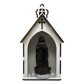 Capela MDF Branca com Imagem de Resina 11 x 21 cm