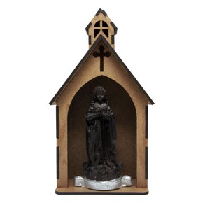Capela Mdf Cru com Imagem de Resina 11 X 21 Cm