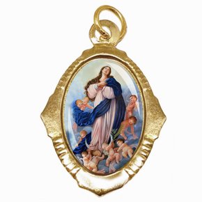 100 Unidades - Medalha Chapa Resinada de Nossa Senhora da Imaculada Conceição