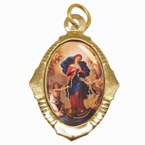 100 Unidades - Medalha Chapa Nossa Senhora Desatadora dos Nós
