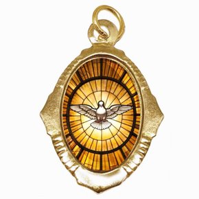 100 Unidades - Medalha Chapa Divino Espírito Santo Vitral