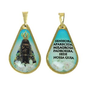 20 unid - Medalha Gota de Nossa Senhora Aparecida Frente e Verso