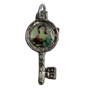50 unid - Medalha Chave Prata Santa Luzia